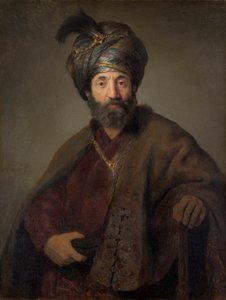 约1635年，东方服装中的人（布面油画） 作者 伦勃朗·范·赖恩