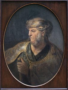 穿着东方服装的男子的肖像。伦勃朗-哈门松-凡-赖恩（1606-1669）的画作，帆布油彩 作者 伦勃朗·范·赖恩