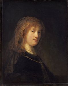 萨斯基亚·范·乌伦堡（Saskia van Uylenburgh），约1634-1640年（面板上的油） 作者 伦勃朗·范·赖恩
