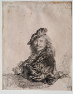 自画像 伦勃朗-哈门松-凡-赖恩（1606-1669）的画作 1639年 昏暗207x164厘米 佛罗伦萨乌菲兹博物馆的Disegni e Stampe收藏室。 作者 伦勃朗·范·赖恩