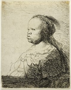 白种女黑奴》，约 1630 年（纸上蚀刻版画） 作者 伦勃朗·哈门斯。范赖恩