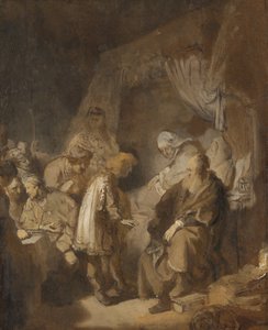 约瑟夫讲述他的梦 作者 Rembrandt van Rijn（艺术家签名）