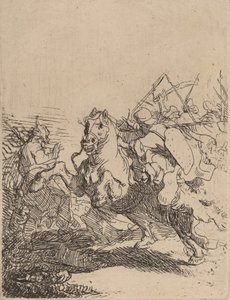 一场骑兵战斗，约1632年。 作者 伦勃朗·范·赖恩