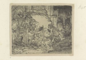 Aanbidding der herders: met de olielamp
八十五幅原创版画作品集（系列名称） 作者 伦勃朗·范·赖恩