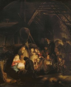 牧羊人的崇拜。 1646 作者 伦勃朗·范·赖恩