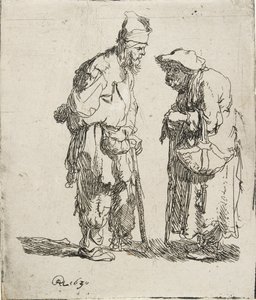 乞丐男子和乞丐女子的对话，1630年 作者 伦勃朗·范·赖恩