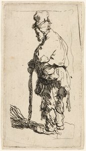 靠在棍子上的乞丐，约1630年。 作者 伦勃朗·范·赖恩