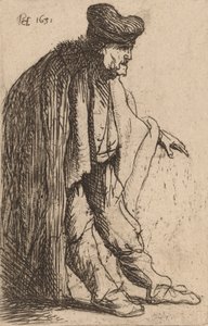 伸出左手的乞丐，1631年。 作者 伦勃朗·范·赖恩