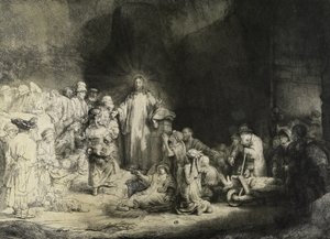 基督医治病人：&39;百盾打印&39;，c。 1649（蚀刻，干点和雕刻） 作者 伦勃朗·范·赖恩