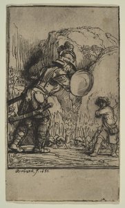 大卫和巨人，1655年。 作者 伦勃朗·范·赖恩