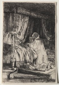 大卫在祷告中，1652年。 作者 伦勃朗·范·赖恩