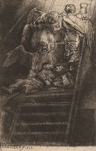 雅各布的梯子，1655年。 作者 伦勃朗·范·赖恩