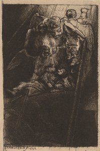 雅各布的梯子，1655年。 作者 伦勃朗·范·赖恩