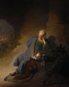 耶利米哀悼耶路撒冷的毁灭。 1630 作者 伦勃朗·范·赖恩