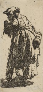 拿着葫芦的老乞丐女人，约1629.，约1629.。 作者 伦勃朗·范·赖恩
