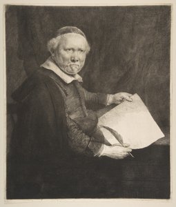 Lieven Willemsz van Coppenol的肖像，较大版的写作大师，1658年。 作者 伦勃朗·范·赖恩
