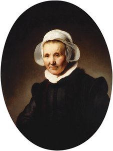一位女士的肖像，现年62岁，也许是Aeltje Pietersdr。约翰尼斯·科尼利斯（Johannes Cornelisz）的妻子乌兰堡（Uylenburgh）。西尔维乌斯，穿着黑色服装的一半长。，1632年 作者 伦勃朗·范·赖恩