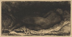斜倚女性裸体，1658年。 作者 伦勃朗·范·赖恩