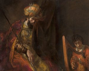 扫罗和大卫，约1655-1658。 作者 伦勃朗·范·赖恩
