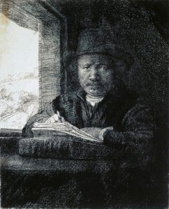 窗前的自画像，1648年。 作者 伦勃朗·范·赖恩
