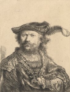羽毛天鹅绒帽的自画像，1638年 作者 伦勃朗·范·赖恩