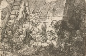马厩里的割礼》，1654年。 作者 伦勃朗·范·赖恩