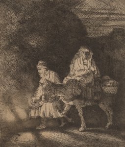 逃往埃及：夜曲》，1651年。 作者 伦勃朗·范·赖恩