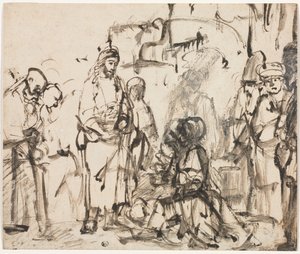 拉撒路死后基督与玛莎和玛利亚的聚会c。 1662-65。 作者 伦勃朗·范·赖恩