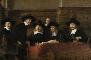 1662年阿姆斯特丹Drapers&39;公会的守望者，被称为&39;Syndics&39; 作者 伦勃朗·范·赖恩