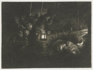 牧羊人的崇拜：夜曲 作者 伦勃朗·范·赖恩