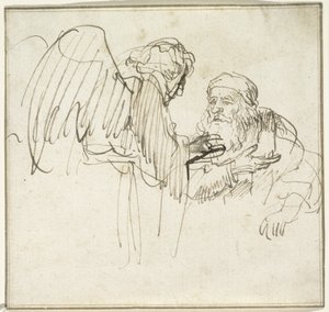 撒迦利亚和天使，c.1635 作者 伦勃朗·范·赖恩