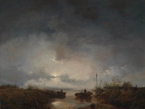 月夜中的渔夫 作者 雷米纽斯·阿德里安·哈南（Remigius Adrianus Haanen）