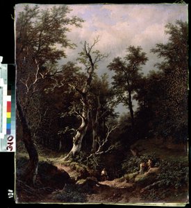 Paysage de foret（森林景观）。Remigius Adrianus van Haanen（雷米或雷米-阿德里安-范-汉南）的画作 作者 雷米格斯·范·哈嫩（Remigius van Haanen）