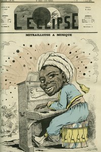 带音乐的机枪，朱尔斯-雷纳德-德兰纳（1833-1926）的漫画，他是各民族军事生活方面的专家。德拉纳创作的《日蚀》封面，8月7日