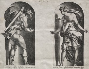 两个壁龛中的 Cephalus 和 Procris 作者 雷内·博伊文（Rene Boyvin）