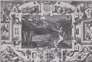 美狄亚和她被龙牵引的战车 Echevellée et nue par nuit brune, en lieu désert i..., 1563. 作者 雷内·博伊文（Rene Boyvin）