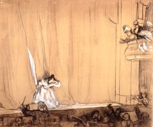 Le Salut de la Divette（纸上铅笔和白色粉笔）