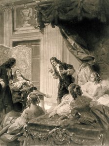 Jean Baptiste Poquelin dit MOLIERE (1622-1673) 的戏剧“Le Malade Imaginaire”的场景，19 世纪末至 20 世纪初（绘画） 作者 雷内·勒隆