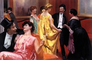 The presentation. Parisian house at the beginning of the 20th century. Illustration by Rene Lelong (1871-1933) 作者 雷内·勒隆