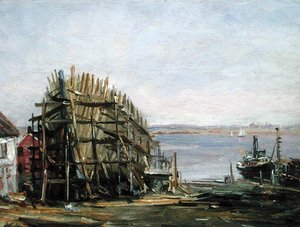 诺安克造船厂，c.1900（船上有油） 作者 雷诺兹贝尔