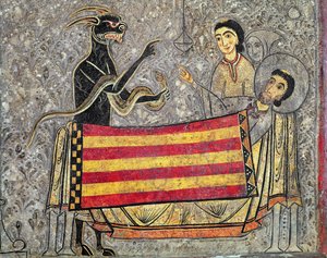 图尔圣马丁之死，详细信息来自Chia的圣马丁教堂正面，1150-1200（面板上的蛋彩画）（细节498163） 作者 Ribagorça工作坊Johannes Pintor