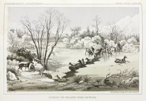 1854年1月6日，美国蒙大拿州，穿越地狱门河。 作者 理查德（后）爸爸