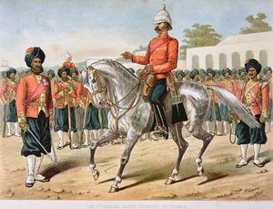 阅兵式上的第七孟加拉步兵，19世纪80年代的英印军队（彩色平版印刷）。