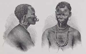 Moru女人与唇饰，来自&39;人类的历史&39;，卷。三，由弗里德里希拉特泽教授，1898年