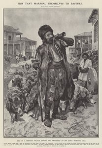 Pigs that marshal themselves to pasture (litho) 作者 理查德·卡顿二世（之后）伍德维尔