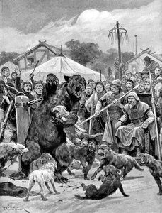 撒克逊时代的熊诱饵，摄于1920年。