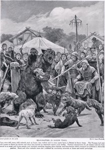 撒克逊时代的熊诱饵，来自&39;和记的英国民族的故事&39;，c.1920