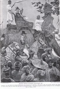 1824年英国军队进入新加坡，插图来自“哈钦森的英国民族故事”