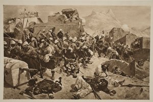 Candahar：第92届Highlanders和第2次Gurkhas Storming Gaudi Mullah Sahibdad，来自“伦敦新闻画报”，1901年 作者 理查德·卡顿·伍德维尔