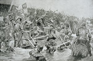 1461年的Towton战役，Hutchinsons的“英国民族故事”中的插图 作者 理查德·卡顿·伍德维尔